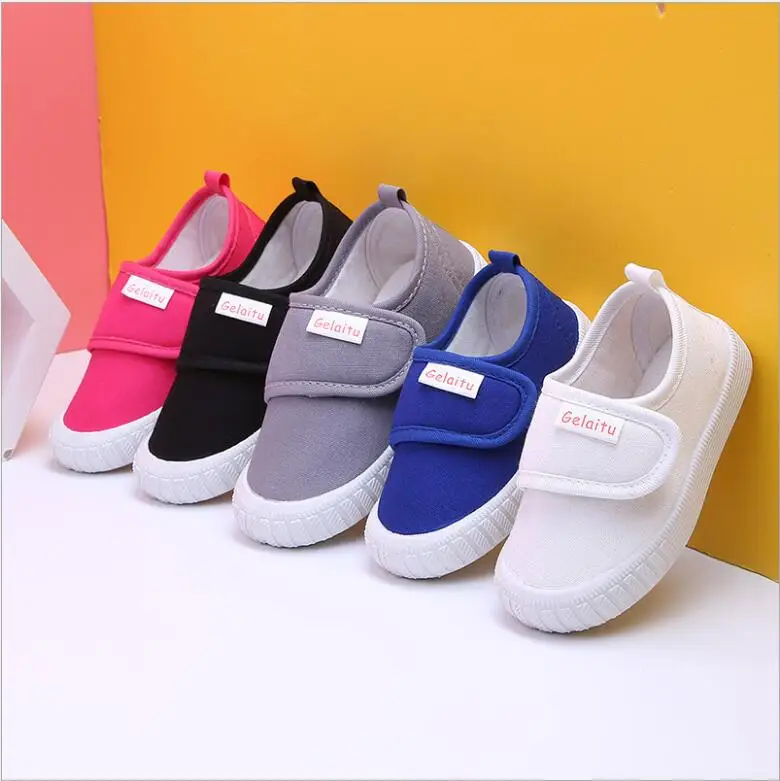 

Hot style children's canvas shoes non-slip soft sole kindergarten boys and girls small white shoes