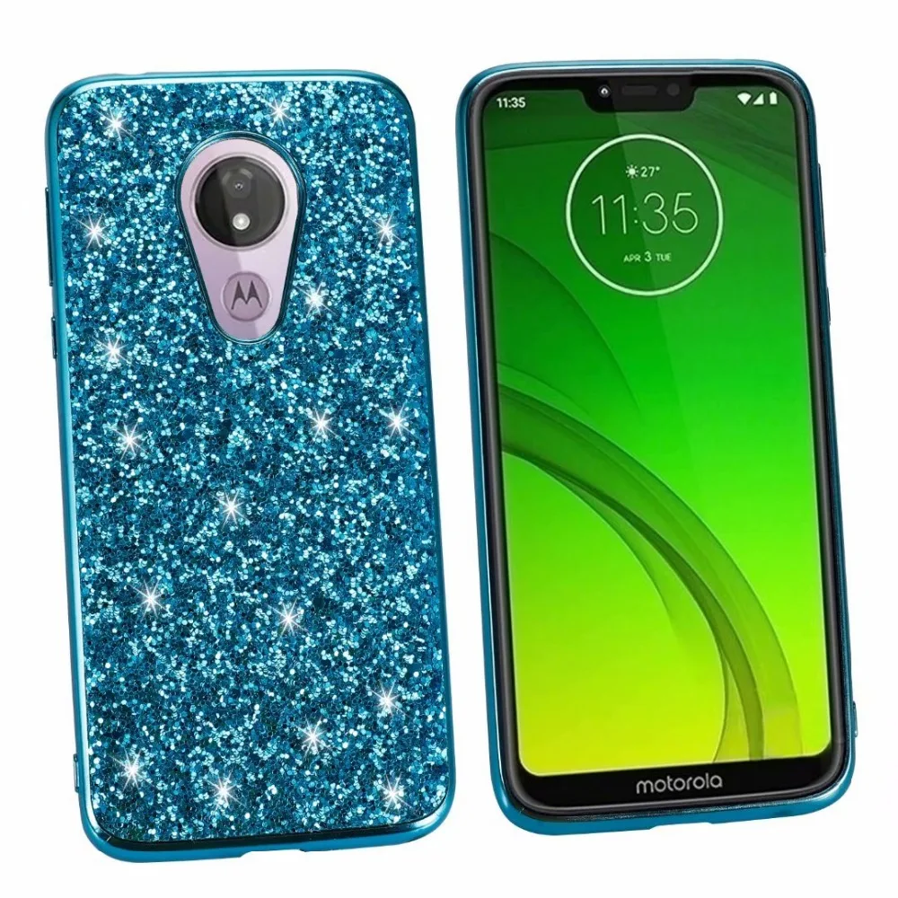 Чехол сверкающий с блестками для Motorola Moto G7 power Роскошная блестящая пудра с блестками Защитные чехлы для Moto G7 Play Cover