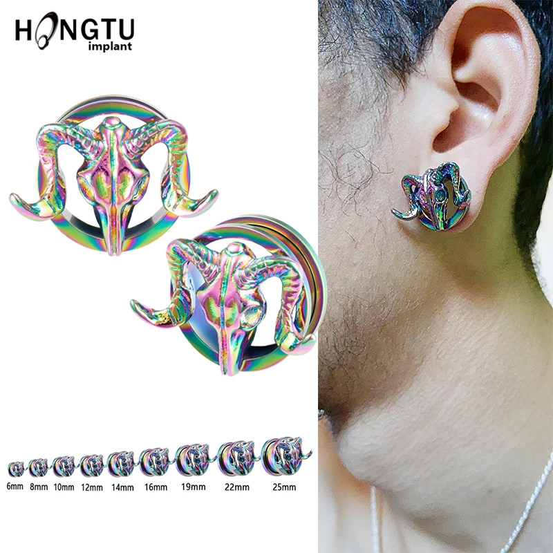 Star Steel Single Flared Ear Gauge Hollow PlugsSold As Pairs