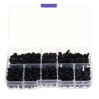 

Suleve M3NP3 500Pcs M3 Nylon Screw Bolt Black Round Cross Screw Hex Nut Spacer Bearing Nylon PCB Assortment Kits