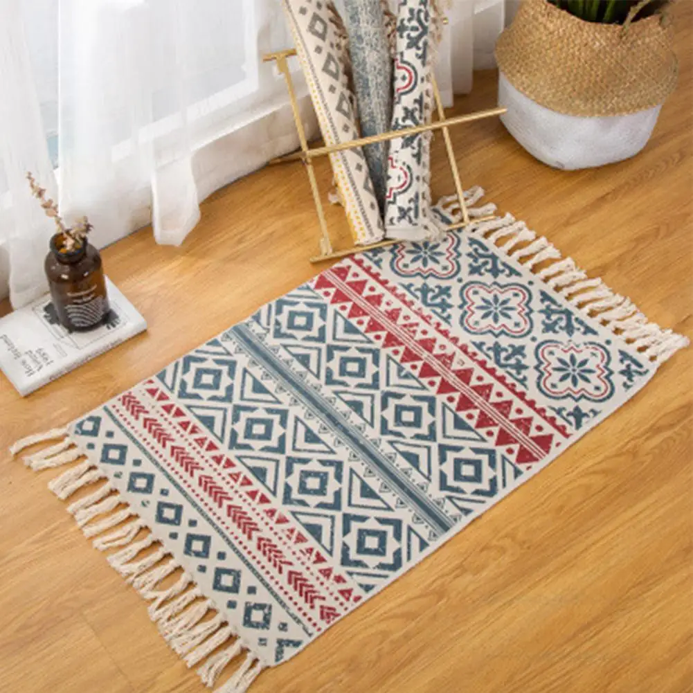 Шорты из конопляной ткани с хлопком в богемном стиле Американский Стиль ковры коврики Гостиная Спальня прикроватный коврик Ретро одеяло с кисточками