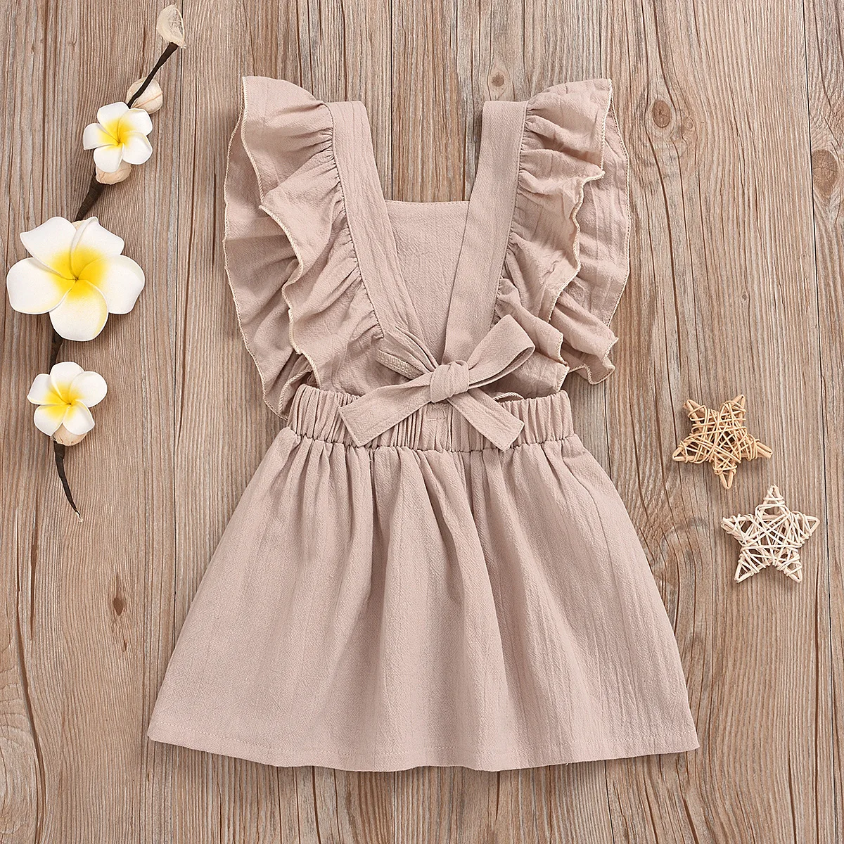 

Summer Toddler Kids Baby Girl Cotton&Linen Sleeveless Solid Color Birthday Party Dress Sundress Babies Girls Children Dresses