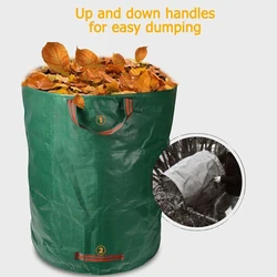 Sac de collecte de feuilles de jardin en plastique, sac de rangement vert pliable pour outils de jardinage, réutilisable de grande capacité 