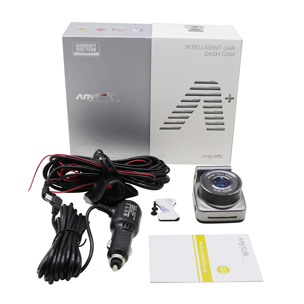 Anytek 2.0 Inches Touch Screen Car Driving Camera Front Rear Recorder 1080P Motion Detection DVR