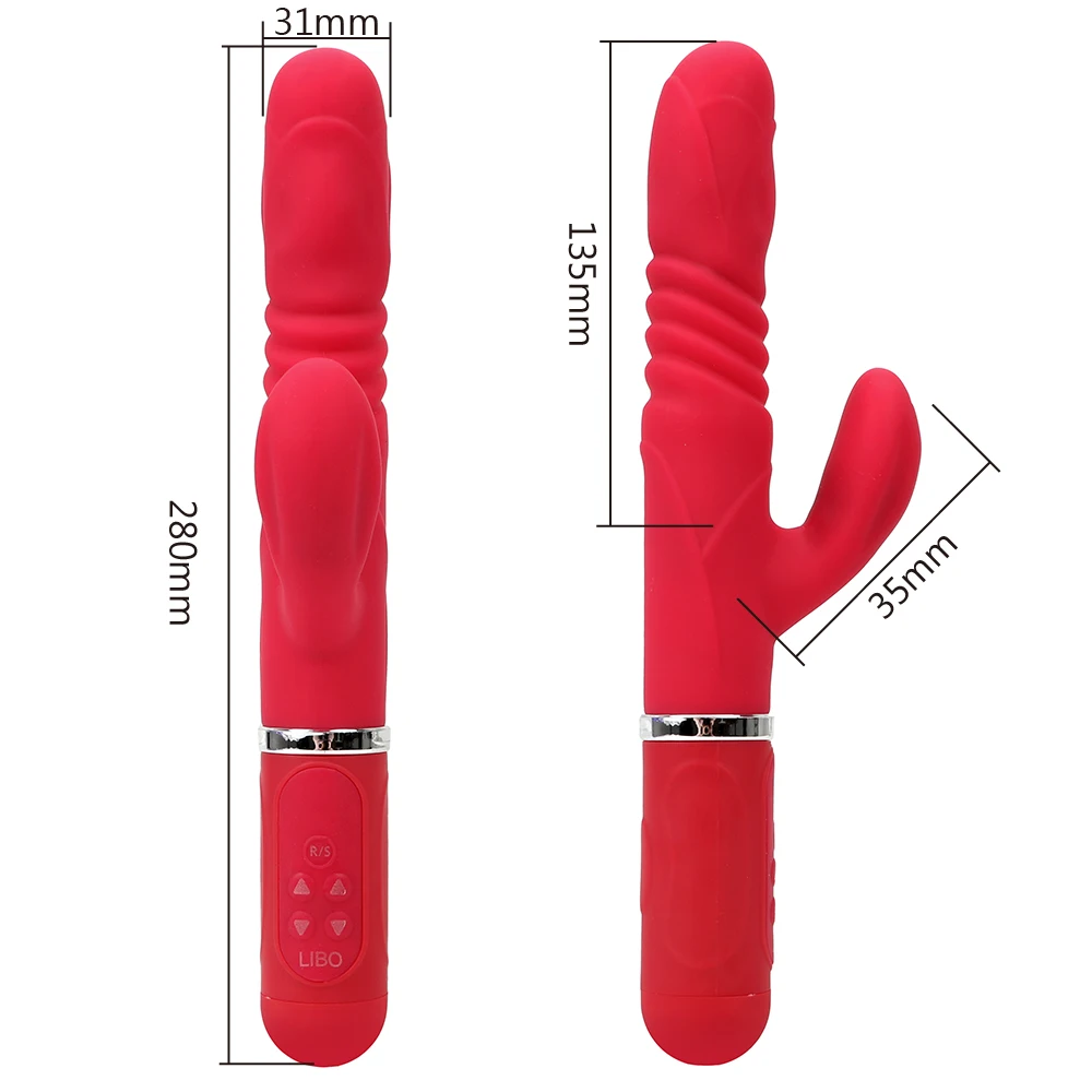 Perlen AV Transfer Zauberstab G-Punkt Massage Kaninchen Vibrator für Frau Teleskop 360 Grad Rotation Dildo Vibr_voghion.com