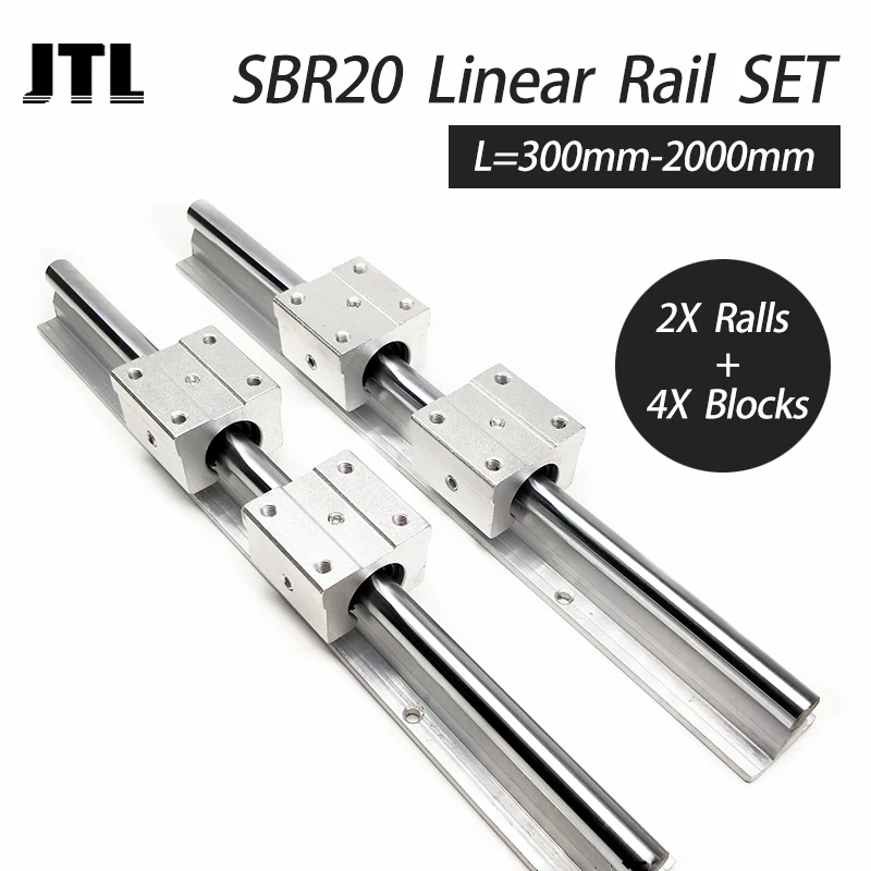 2 шт. SBR20 линейная направляющая 20 мм s + 4 SBR20UU Шарикоподшипниковый блок cnc маршрутизатор|Линейные направляющие|