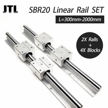 Guide de rail linéaire 20mm + 4 pièces SBR20UU, bloc de roulement à billes, routeur cnc, 2 pièces