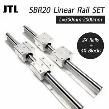 

2pcs SBR20 linear rail guide 20mm linear rails + 4pcs SBR20UU ball bearing block cnc router