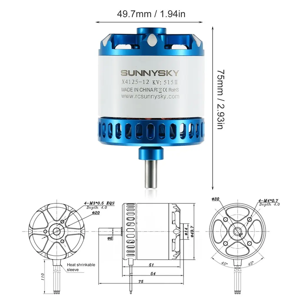 SUNNYSKY X4125 III 250KV/420KV/515KV бесщеточный двигатель для неподвижного крыла 3D RC Дрон Вертолет Самолет Запчасти Аксессуары