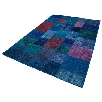 

203x300 Cm Blue Handmade Patchwork Rug-7x10 Ft
