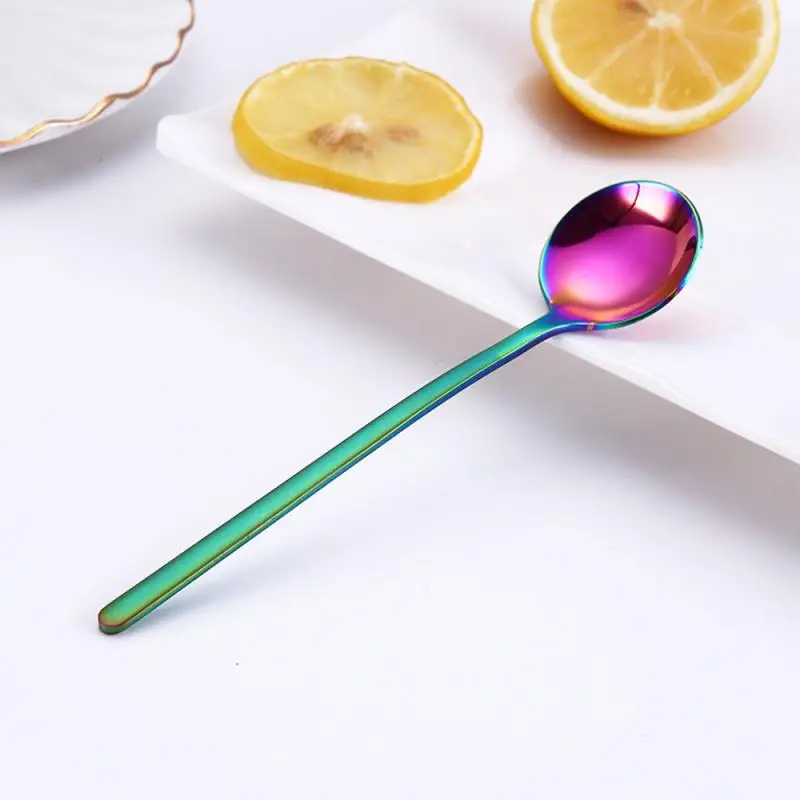 7 Colors Tea spoons Stainless Steel Small Coffee Spoons Gold Tableware Cutlery Unique Gold Small Dessert Spoon