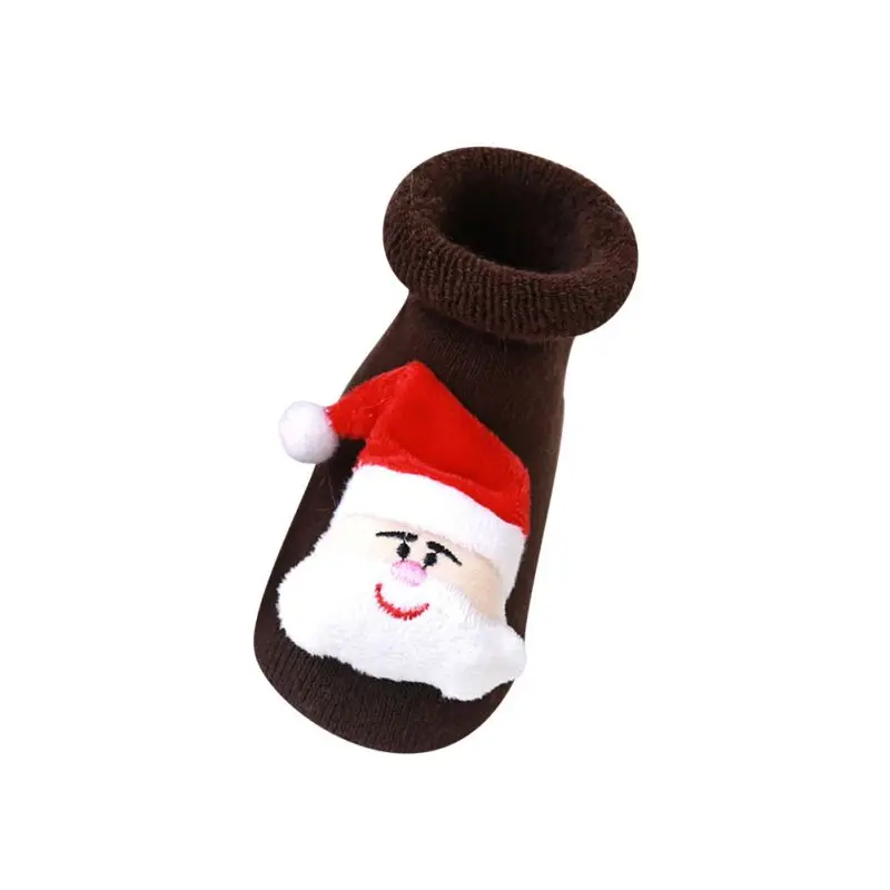 Детские рождественские носки; зимние теплые милые удобные нескользящие Повседневные носки принцессы из бархата кораллового цвета с вышивкой и рюшами - Цвет: C