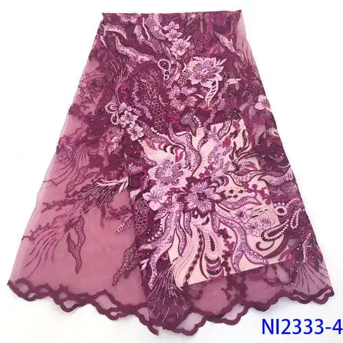 Кружевная ткань с блестками в африканском стиле Высококачественная кружевная вышивка чистая кружевная ткань с блестками для свадьбы для женщин KSNI2333-2 - Цвет: Picture 4