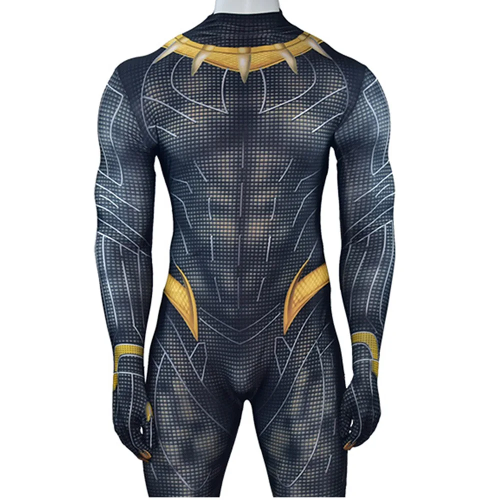 Killmonger карнавальный костюм Черная пантера боди Zentai плотный костюм комбинезон Хэллоуин Мальчики Мужские взрослые дети