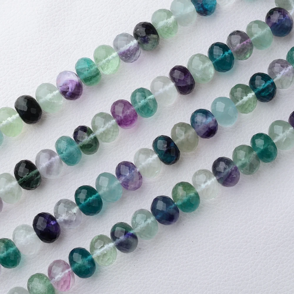 Natural 10x14mm faceted Rondelle Purple Fluorite bead strand Loose Beads 15.5'' Strands Jewelry Making DIY