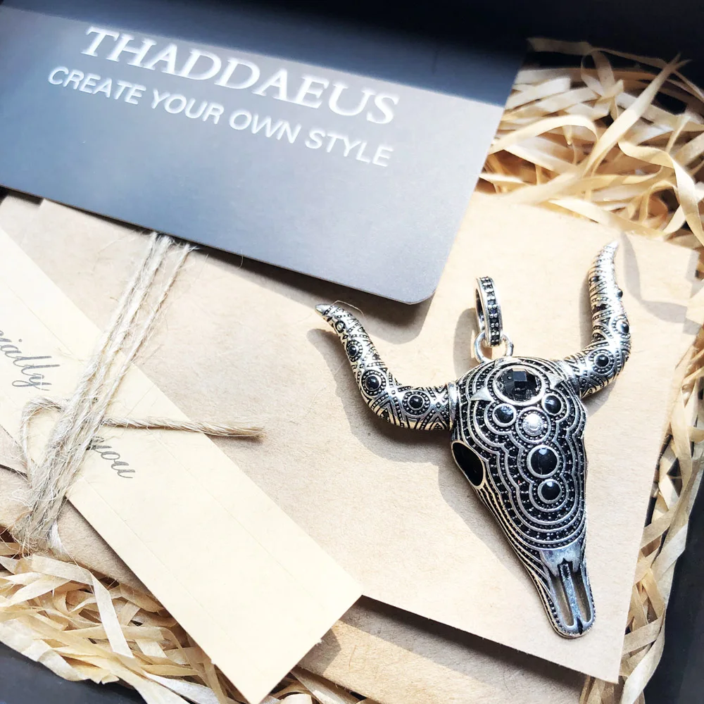 Pendant Necklace Bull Buffalo Skull Sword Fashion Vintage Rebel Jewelry Europe Bijoux Gift For Woman Men