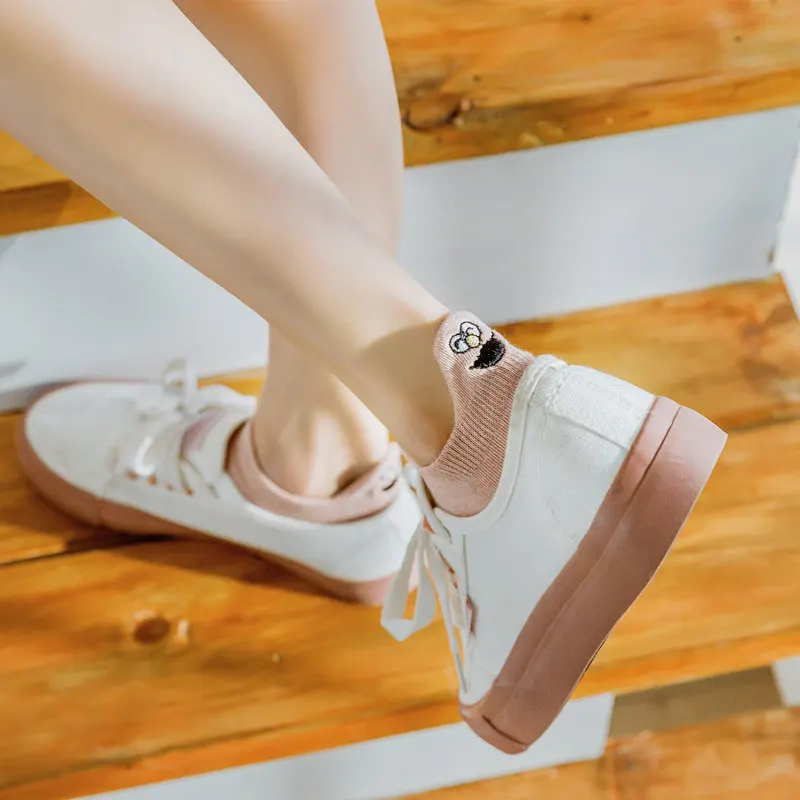 Kawaii/женские носки с вышивкой, хлопковые носки kaos kaki wanita, женские рождественские подарки, 1 пара