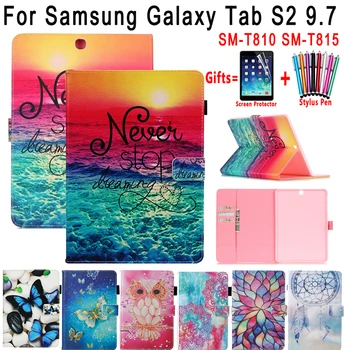 

Smart Case for Samsung Galaxy Tab S2 9.7 SM-T810 SM-T815 Fashion Painted Soft Shockproof Stand Flip Cover Tablet Shell Skin