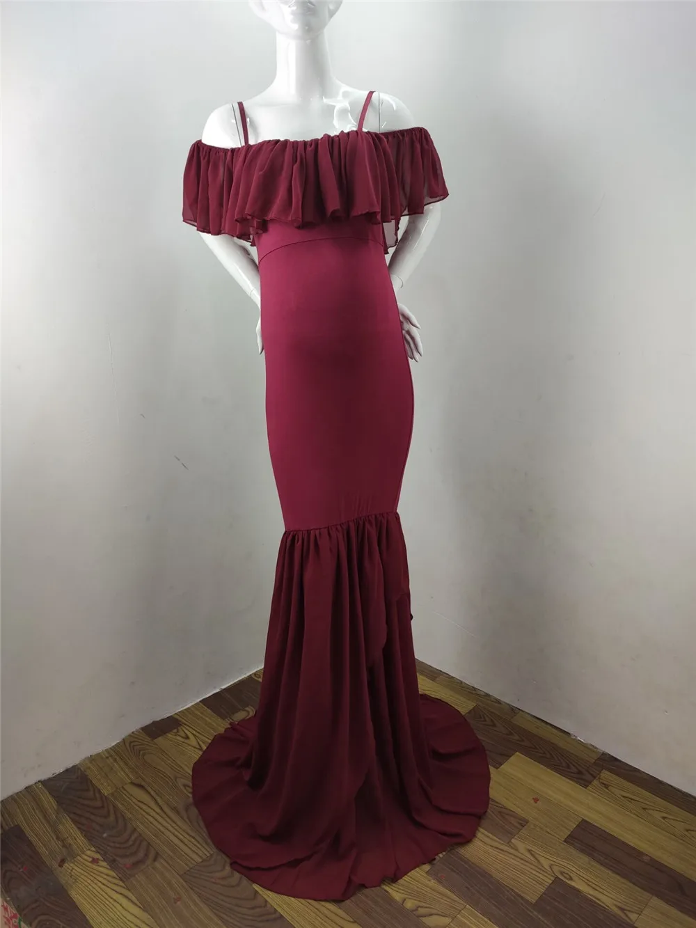 Women Dress Maternity Photography Props Mermaid Pregnancy Dresses For Photo Shoot 2019 Sexy Shoulderless Pregnant Maternity Gown (4)
