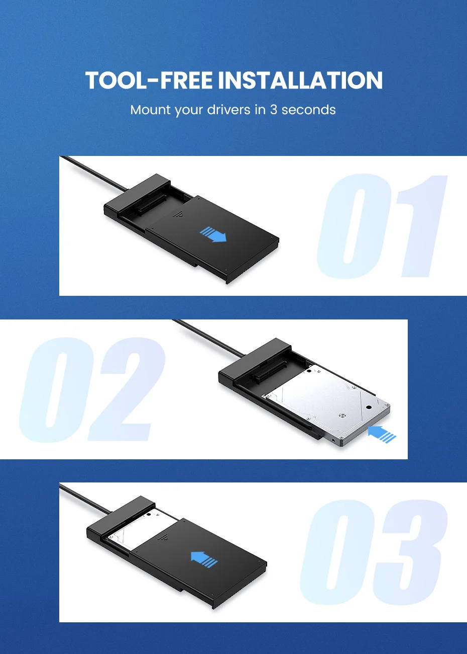 Ugreen HDD чехол 2,5 SATA для USB 3,0 адаптер жесткий диск Корпус для SSD диск HDD Box Тип C 3,1 чехол HD внешний HDD корпус