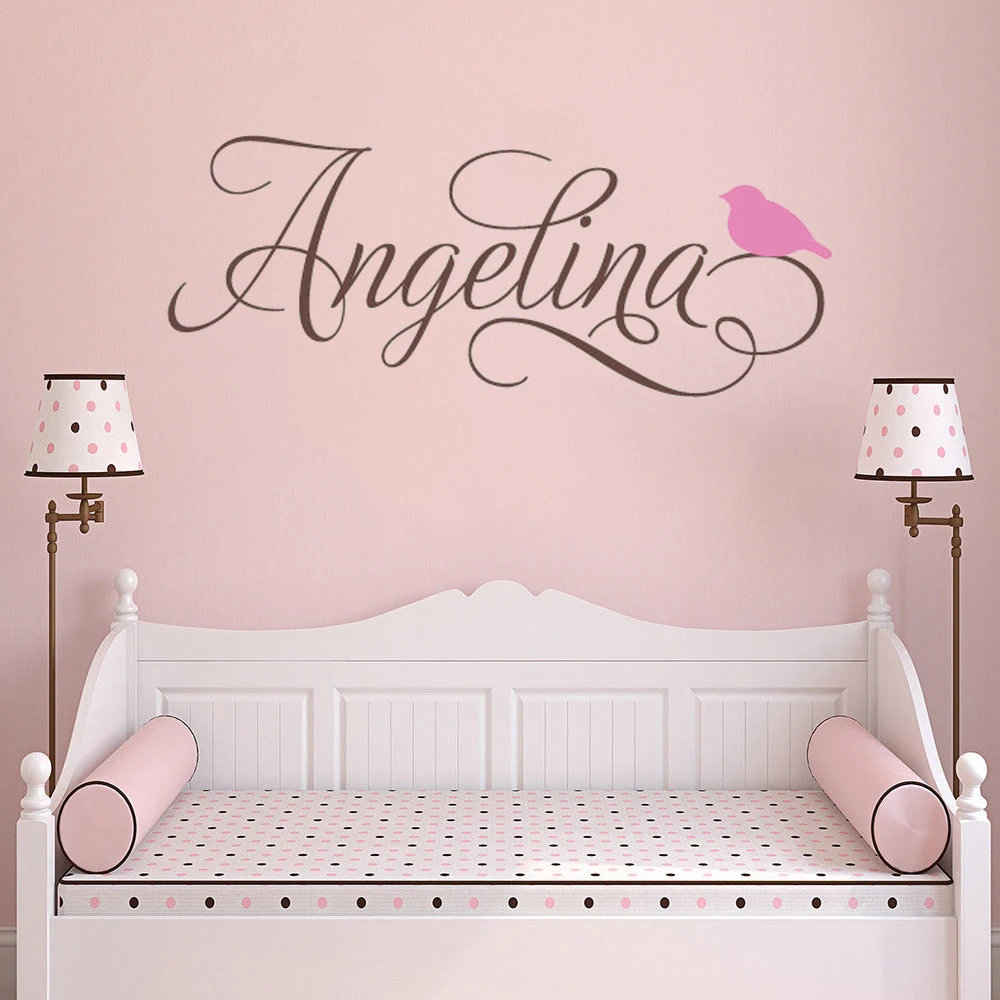 Name Wall Stickers With Bird Personalized Custom Decal Room Decor