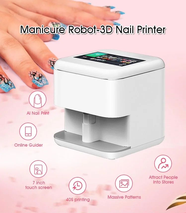 3D Nail Art Printer 7 Inches Touch Screen Wireless Salon Equipment