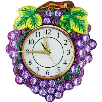 

HeeBenor Factory Store New Comming Diamond Clock Grape Style 5D Diamond Painting Embroidery Cross Stitch Wall Decor Kids Gift