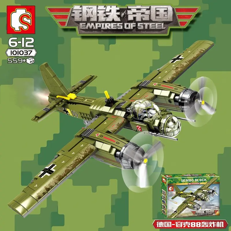 

559pcs Compatible Legorret 2WW Military Series German Army Building Blocks Ju-88 Bomber Model Bricks Toys For Chlidren