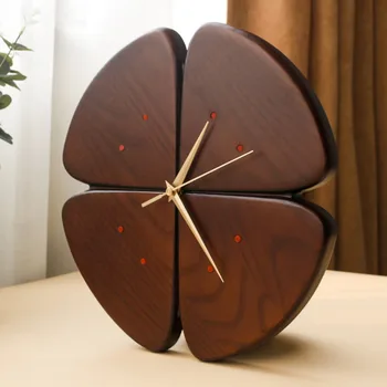 

Suiyuan Solid Wood Wall Clock Personalized Creative Lucky Grass Decorative Fashion Clock Home Nordic Living Room Bedroom Clock