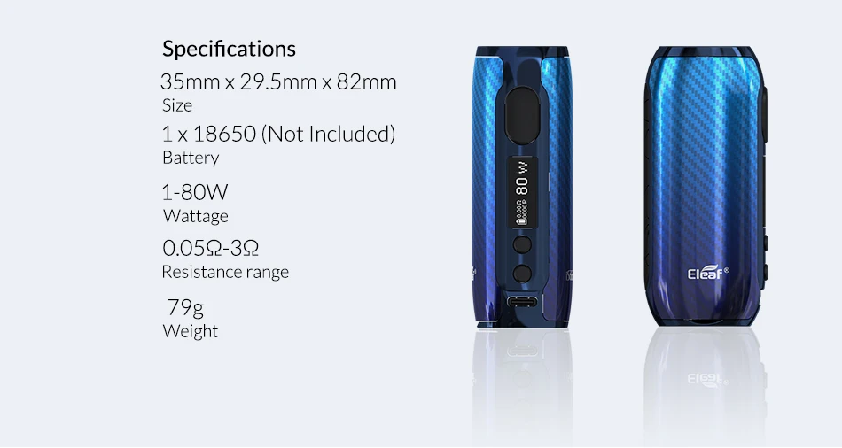 Eleaf iStick Rim C Mod 80 Вт TC box mod подходит для одной 18650 батареи электронная сигарета VW/Bypass Box MOD