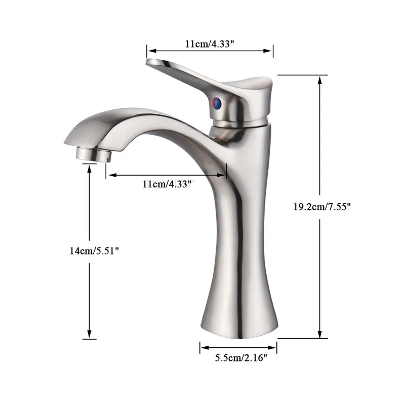 bruhsed nickel short Basin Faucet Deck Mounted Mixer Tap Hot and Cold Water Single Handle One Hole