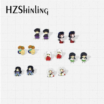 

2019 New Inuyasha Japanese Anime Characters Acrylic Resin Earrings Inuyasha Cartoon Style Epoxy Acrylic Earrings