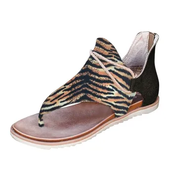 

Women Zip Flip-flop Sandals Casual Flats Posh Vintage Animal Prints Flip Flop Comfy Zipper Shoe rch-support Summer Sandals#402