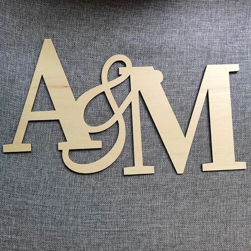 Custom Wood Acrylic Initial Monogram, Couple Initials Letters, Bride