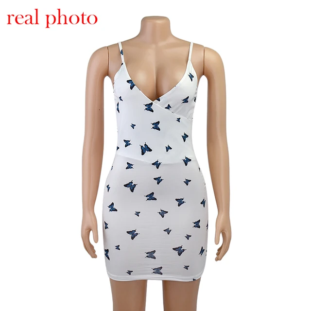 Cryptographic Butterfly Print Fashion Sexy V-Neck Backless Mini Dress Club Party Skinny Short Dresses Bodycon Women's Clothing 4