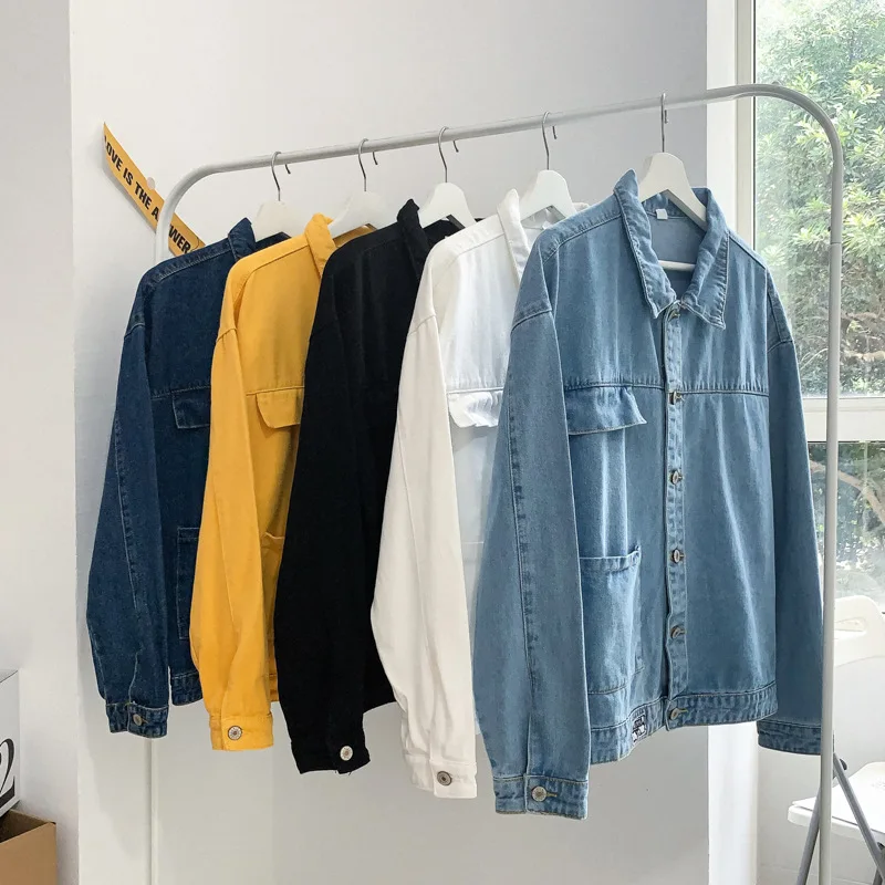 Fashion Solid Denim Jacket Mens Spring Casual Slim Fit Bomber Jackets Men Jean Outwear Male Cowboy New Arrival | Мужская одежда