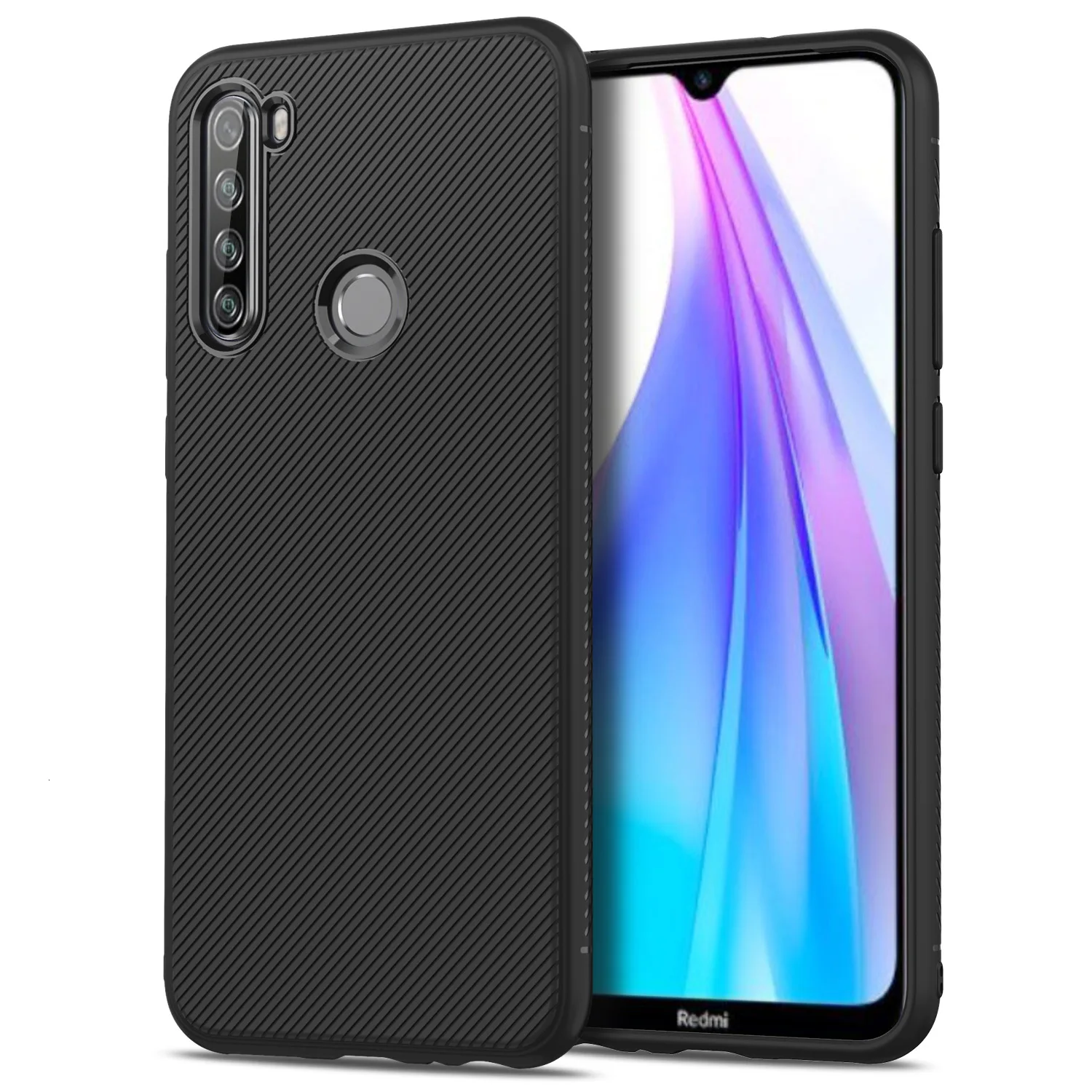 Lenuo чехол для Xiaomi Redmi Note 8 T, чехол для Redmi Note 8 T, противоударный мягкий ТПУ/углеродное волокно, матовая задняя крышка - Цвет: Black
