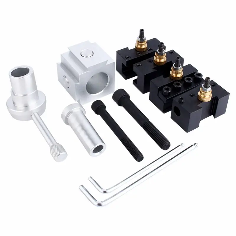 

Mini CNC Lathe Tool Holder Quick Change Tool Post Cutter Holder Screw Kit Set Boring Bar Turning Facing Holder Wrench