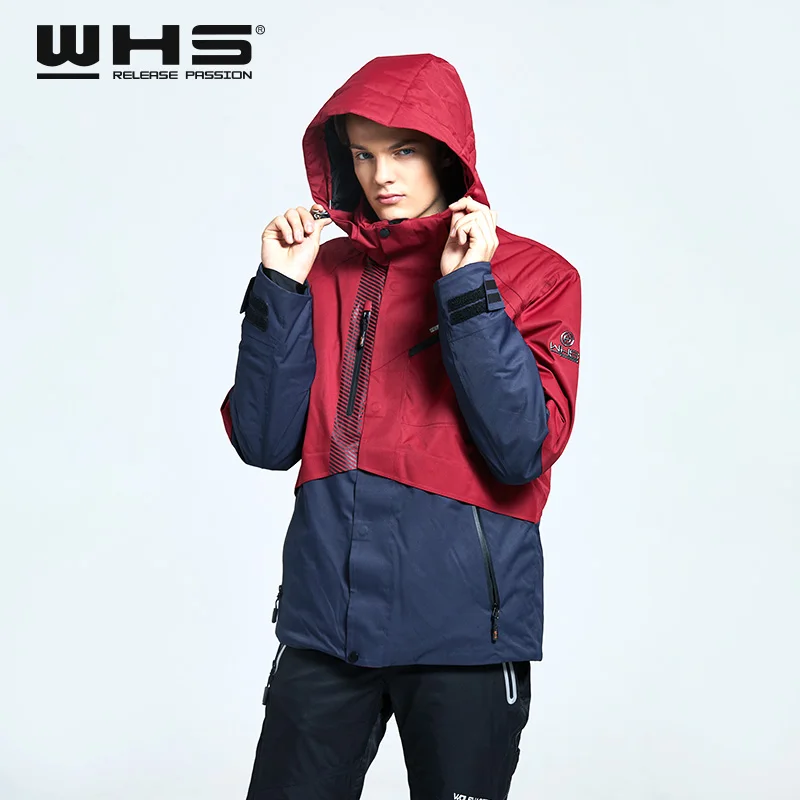 WHS, новинка, мужские уличные лыжные куртки, ветрозащитные мужские теплые пальто, мужская зимняя куртка, Подростковая облегающая одежда, мужская теплая куртка - Цвет: RED