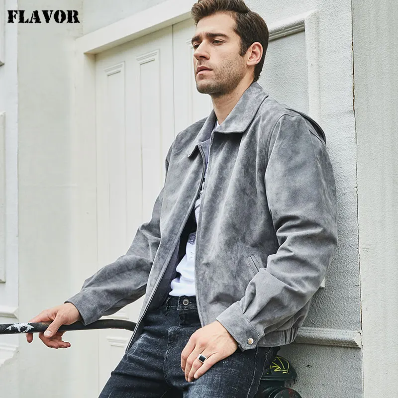 Cappotto Bomber in pelle di cinghiale con giacca in vera pelle da uomo nuovo sapore 5