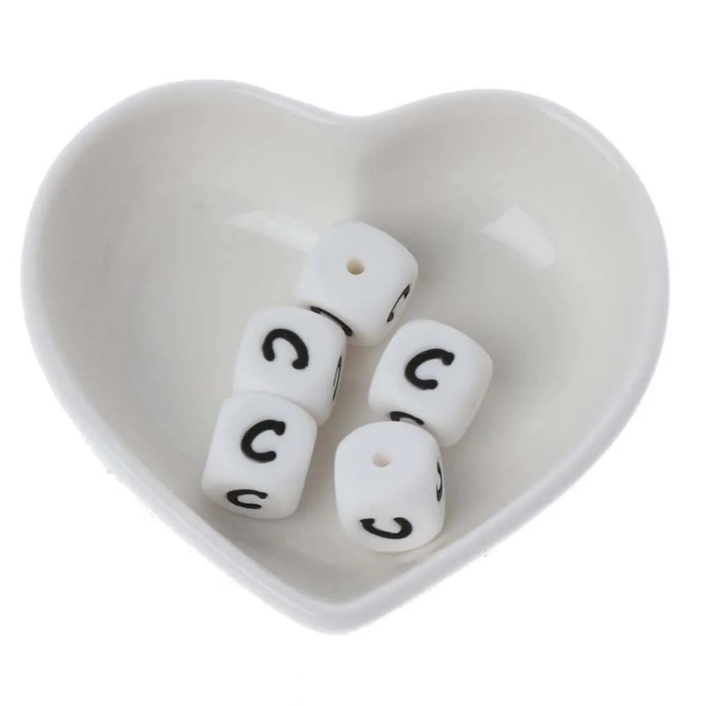 5pcs/set 12mm Mini DIY Letter Toy Safe Silicone Teething Beads For Baby Teether Pacifier Chain Bracelet