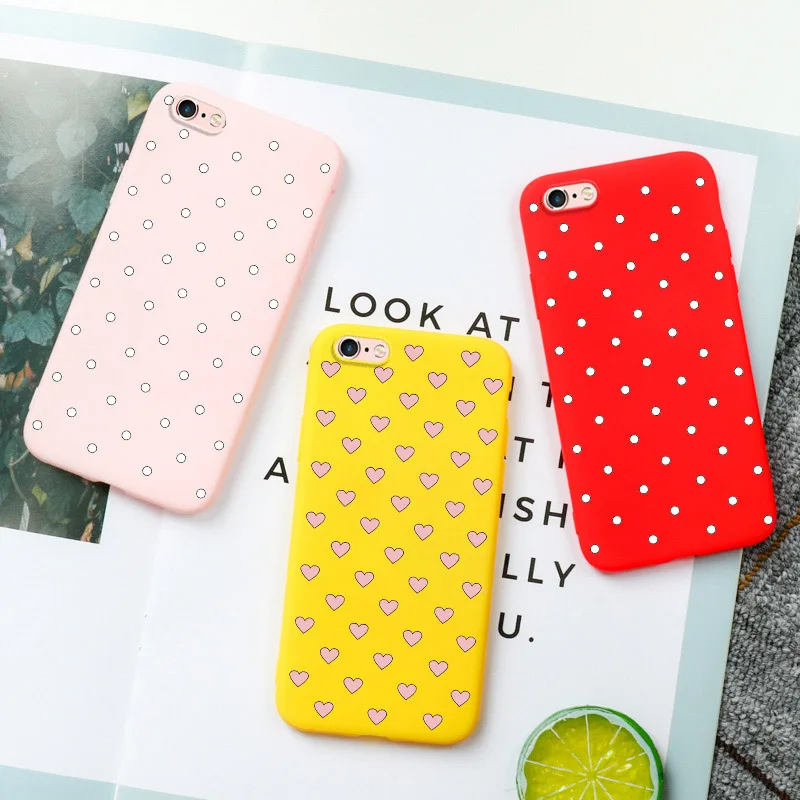 

Dot Striped Heart Case For IPhone 11 Pro max Case Phone Bumper For Iphone XR 7 8 XS Max X 6 6s Plus 5 SE 5s 7plus 8plus Covers