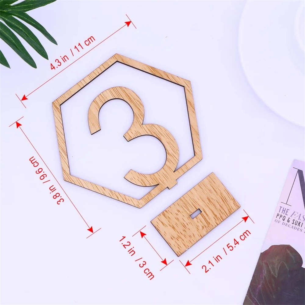 10Pcs 1-40 Numbers Wood Signs Wedding Hexagon Table Number Wooden Table Numbers Birthday Party Engagement Seat Sign Gift wooden wedding supplies