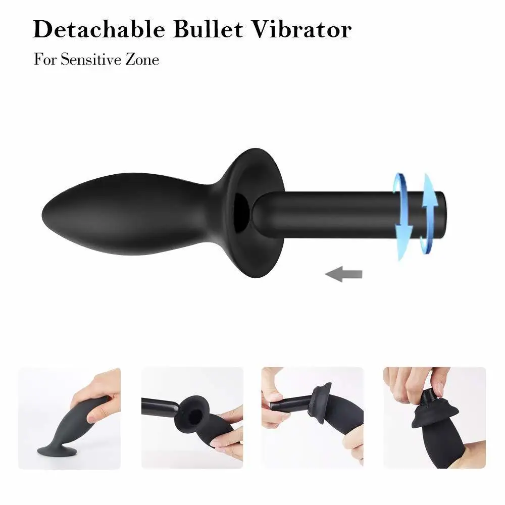 Plug Training Set Vibratori Anali Telecomando 9 Modalità di Vibrazione Giocattoli Sessuali con Base a Ventosa per Uomo,_voghion.com