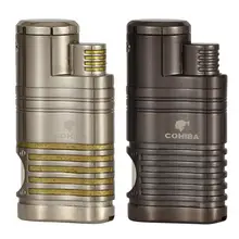 COHIBA зажигалка 4 фонарь бутан Зажигалки ветрозащитные аксессуары для сигар карман металлическая сигаретная Зажигалка W/прикуриватель