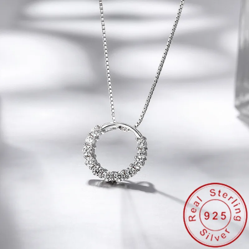 2020 Lady Simple Lab Diamond Pendant Real 925 Sterling Silver Charm Party Wedding Pendants Necklace For Women moissanite Jewelry | Украшения