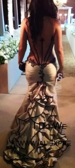 Шампанское vestidos de gala Шампанское Милая прозрачная открытая спина оборками тафта Русалка вечернее платье для выпускного вечера - Цвет: Шампанское