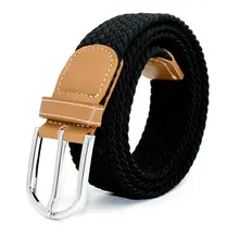 

Men Elastic Stretch Waist Belt Black Canvas Stretch Braided Elastic Woven Leather Belt Wide Hot Metal Stretch Belt For Men