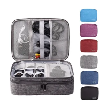 

Travel Digital Makeup Organizer Headphones Cable Charger Gadget Electronic Power Bank Devices Divider Cosmetic Box Accessories