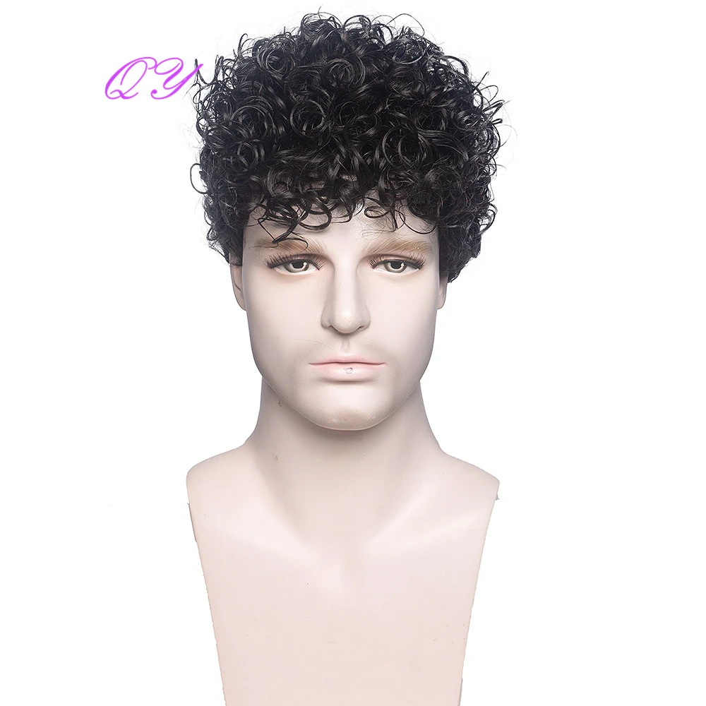 Curly Hair Wig Men Short | Man Wig Curly Synthetic | Man Wig Black Men -  Synthetic Wigs - Aliexpress
